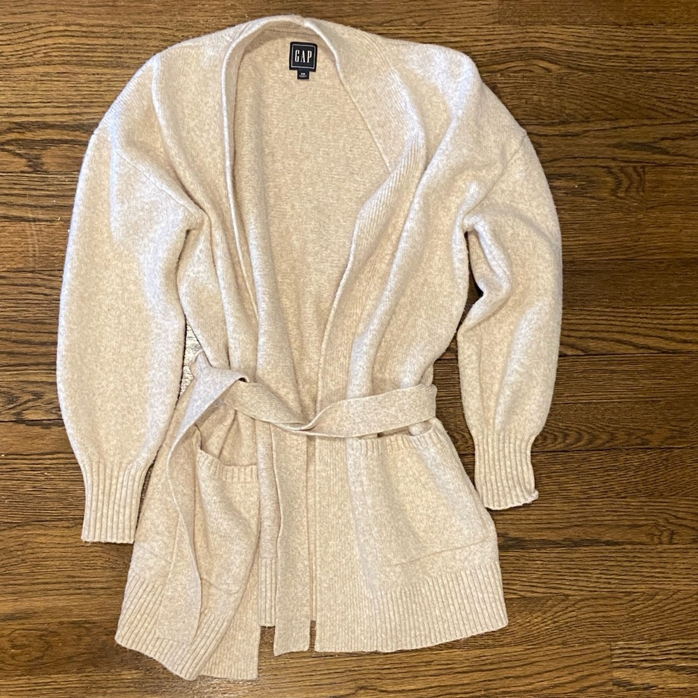 Gap Women's Sweater - Robe w/ Belt - Beige/Cream